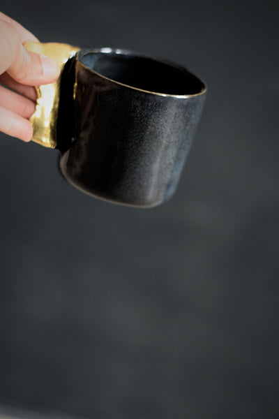 ENYA // Shiny Midnight blue 300ml coffee cup w/ gold wing #1