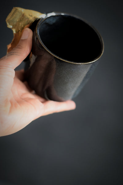 ENYA // Shiny Midnight blue 300ml coffee cup w/ gold wing #2