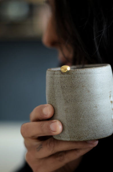 LENA // Grey milky coffee cup w/ gold pearl