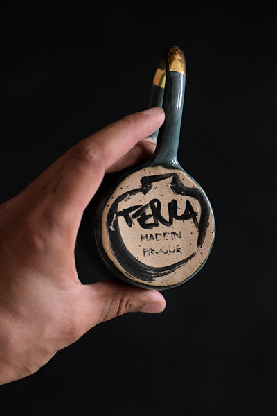 AYA // Forest green 150ml coffee cup w/ large gold handle
