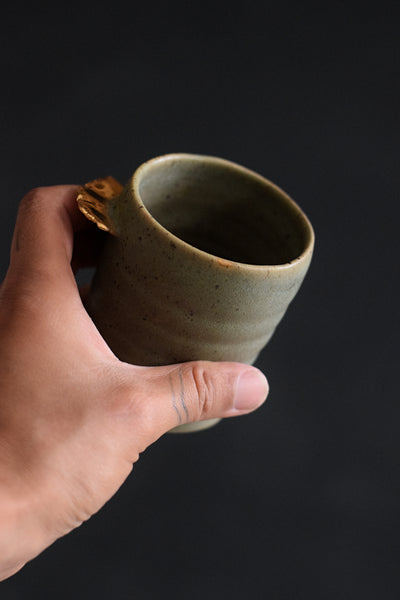 ENYA // Moss green 150ml  long espresso coffee cup w/ gold wing #2
