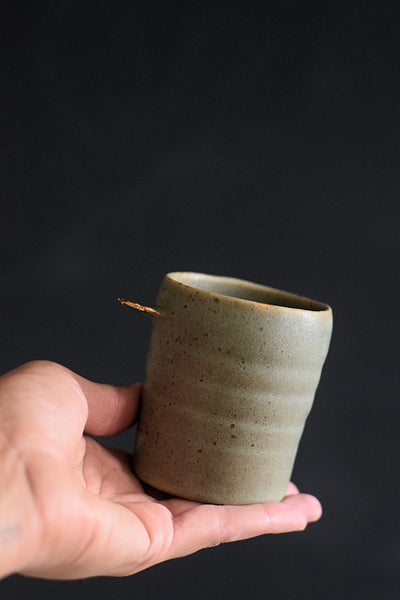 ENYA // Moss green 150ml  long espresso coffee cup w/ gold wing #2