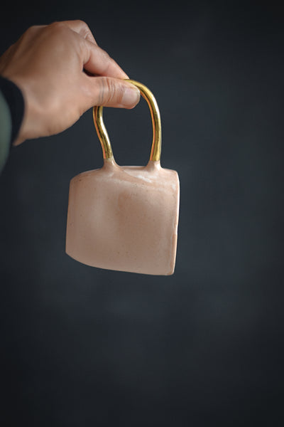 ZIGGY // Blush pink 300ml coffee cup w/ long gold handle