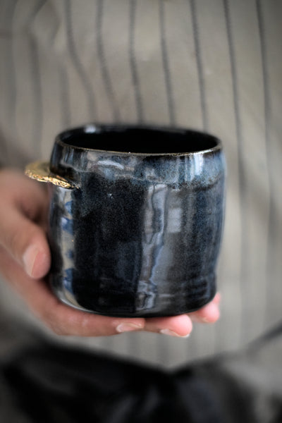 ENYA // Midnight blue 250ml coffee cup w/ gold wing