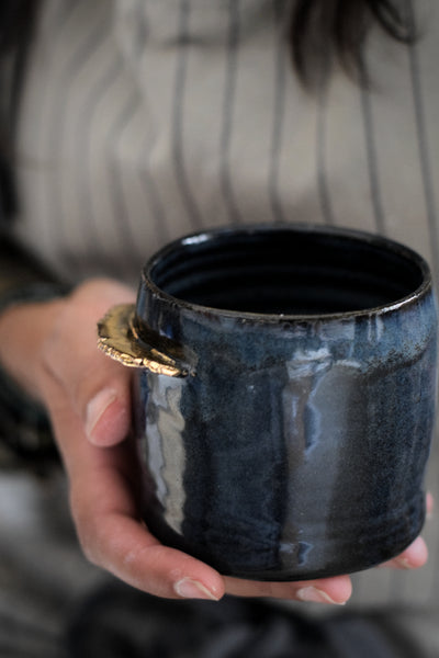 ENYA // Midnight blue 250ml coffee cup w/ gold wing