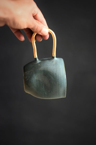 ZIGGY // Forest green 300ml coffee cup w/ long gold handle