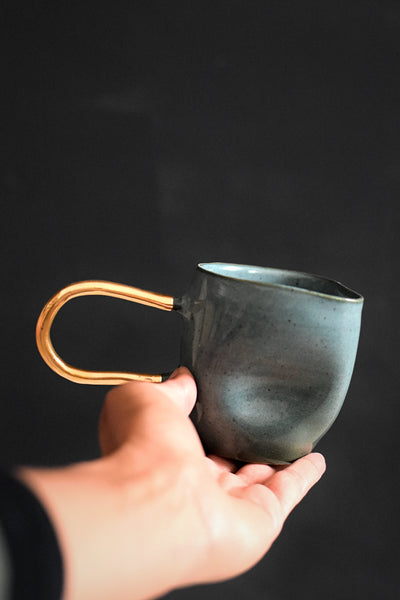 ZIGGY // Forest green 300ml coffee cup w/ long gold handle