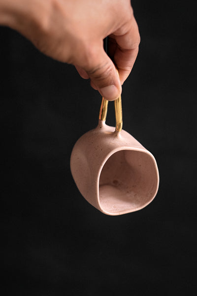 ZIGGY // Blush pink 80ml espresso cup w/ long gold handle