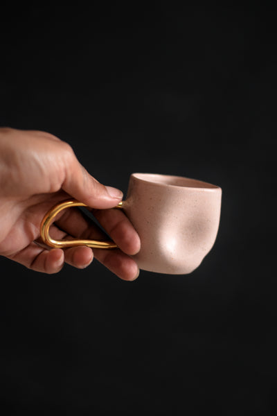 ZIGGY // Blush pink 80ml espresso cup w/ long gold handle