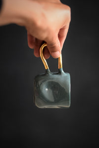 ZIGGY // Forest green 80ml espresso cup w/ long gold handle