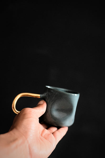 ZIGGY // Forest green 80ml espresso cup w/ long gold handle