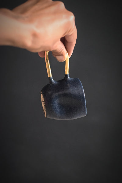 ZIGGY // Indigo blue 80ml espresso cup w/ long gold handle
