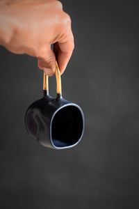 ZIGGY // Indigo blue 80ml espresso cup w/ long gold handle