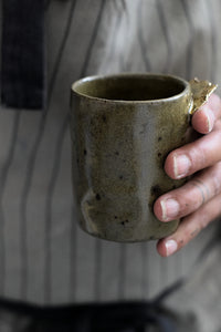 ENYA // Moss green 150ml  long espresso coffee cup w/ gold wing