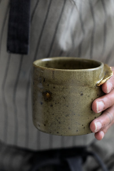 ENYA // Moss green 250ml coffee cup w/ gold wing
