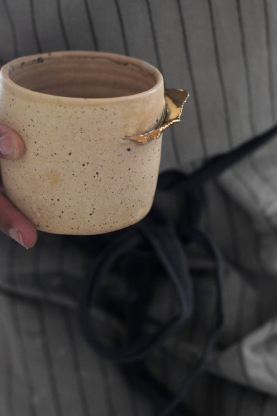 ENYA // Satin sand 250ml coffee cup w/ gold wing