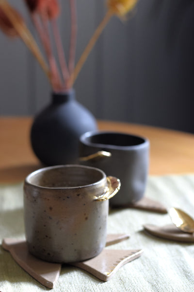 ENYA // Moss green 250ml coffee cup w/ gold wing