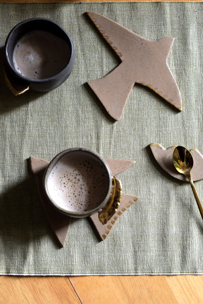 ENYA // Moss green 250ml coffee cup w/ gold wing