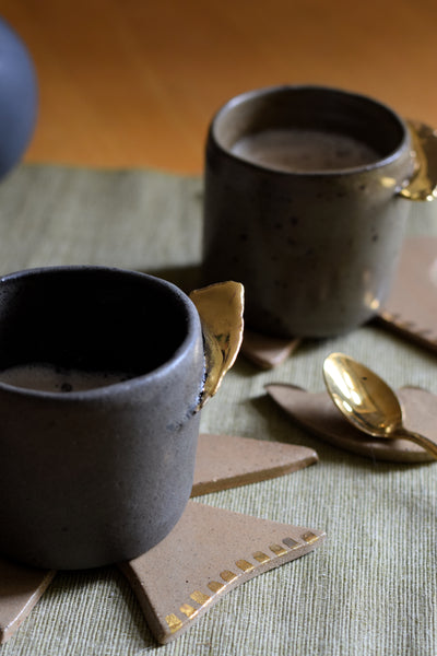 ENYA // Satin back stone 250ml coffee cup w/ gold wing