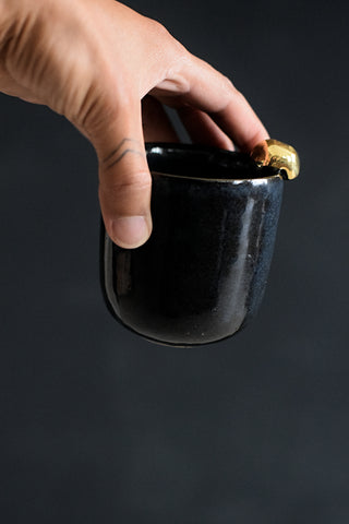YURI // Midnight blue 200ml coffee cup w/ gold pearl