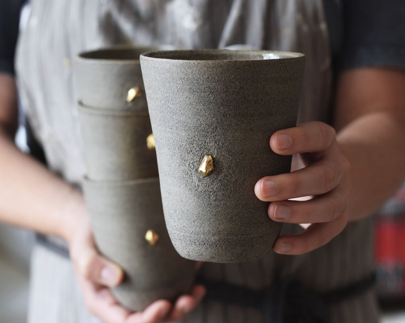 Gold nugget coffee tumbler