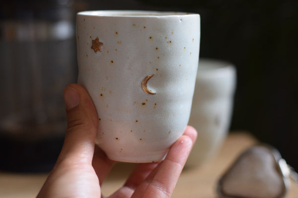 Gold moon & star coffee cup