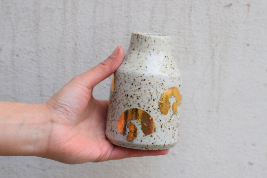 Leopard gold bud vase